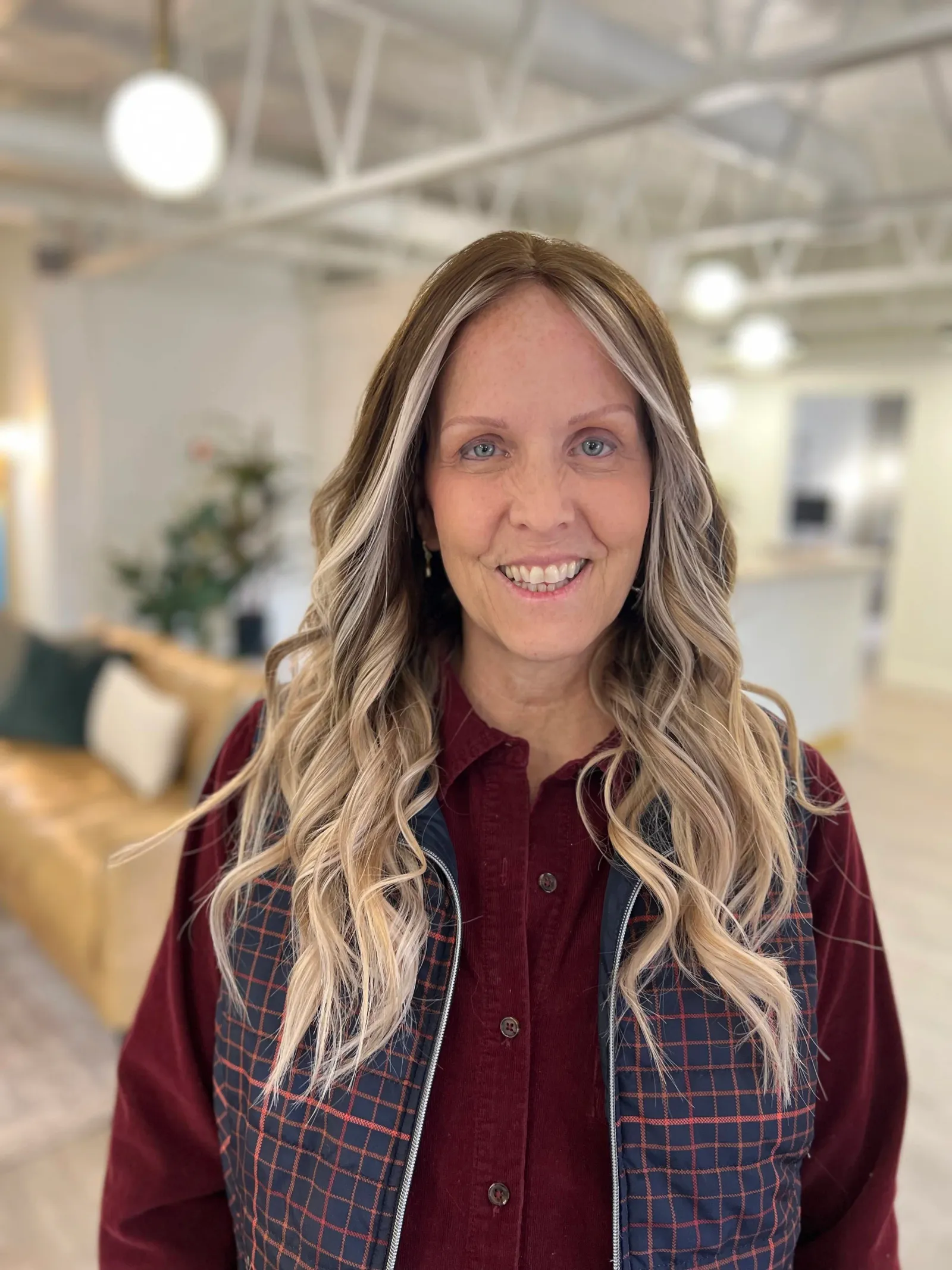Cancer patient wearing finished wig